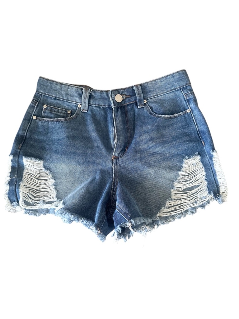Indigo Rein Distressed Blue Denim Cutoff Shorts 26